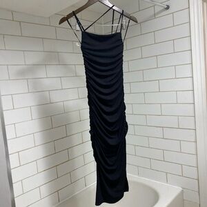 Women’s Abercrombie & Fitch Black Rushed Dress Leg Slit